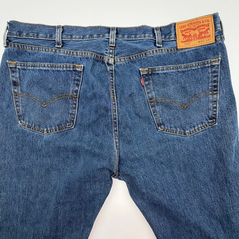 Levi's 505 Regular‎ Fit Straight Leg Jeans Mens 40x30 Medium Wash Blue Denim